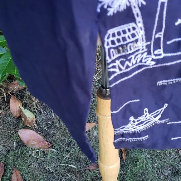 Talbots Embroidered Navy Blue Palm Tree Print Women's TunicTop XL - Picture 5 of 11